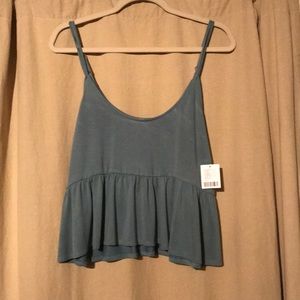 Blue Urban Outfitters Cropped Peplum Tank
